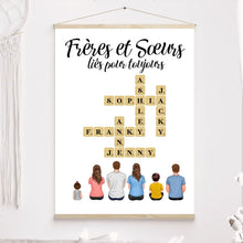 Charger l'image dans la galerie, Mots croisé Poster personnalisée, cadeau pour Frères et Sœurs, Décoration du salon, Frères et Sœurs liés pour toujours