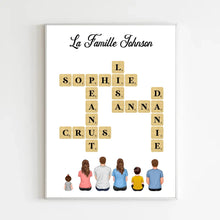 Charger l'image dans la galerie, Mots croisé Poster personnalisée Famille Nom, cadeau pour Famille, Maman at papa chien, chat, Décoration du salon