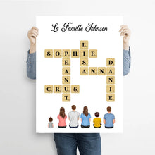 Charger l'image dans la galerie, Mots croisé Poster personnalisée Famille Nom, cadeau pour Famille, Maman at papa chien, chat, Décoration du salon