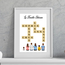 Charger l'image dans la galerie, Mots croisé Poster personnalisée Famille Nom, cadeau pour Famille, Maman at papa chien, chat, Décoration du salon