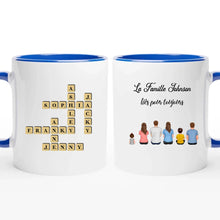 Charger l'image dans la galerie, Mots croisé Mug personnalisée Famille Noms, cadeau pour Famille, Couple, Maman at papa chien, chat