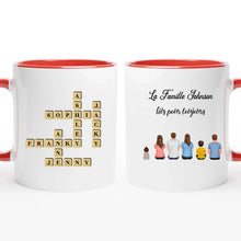 Charger l'image dans la galerie, Mots croisé Mug personnalisée Famille Noms, cadeau pour Famille, Couple, Maman at papa chien, chat