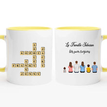 Charger l'image dans la galerie, Mots croisé Mug personnalisée Famille Noms, cadeau pour Famille, Couple, Maman at papa chien, chat