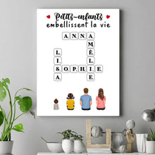 Charger l'image dans la galerie, Mots croisé Toile personnalisée, cadeau pour Famille, Grand-mère, grand-père, Petits-enfants embellissent la vie