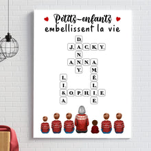 Charger l'image dans la galerie, Mots croisé Toile personnalisée, cadeau pour Famille, Grand-mère, Petits-enfants embellissent la vie