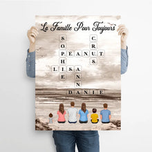 Charger l'image dans la galerie, Mots croisé Poster personnalisée, cadeau pour Famille, Maman at papa chien, chat, La famille pour toujours