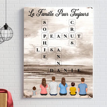Charger l'image dans la galerie, Mots croisé Toile personnalisée, cadeau pour Famille, Maman at papa chien, chat, La famille pour toujours