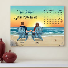 Charger l'image dans la galerie, Date d'anniversaire Toile personnalisé, Saint-Valentin Cadeaux pour couple, Épouse et mari, Toi & Moi C'est pour la vie