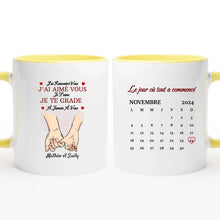 Charger l'image dans la galerie, Date d'anniversaire Mug Calendrier personnalisé, Saint-Valentin Cadeaux pour couple, Couple main dans la main