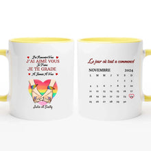 Charger l'image dans la galerie, Date d'anniversaire Mug Calendrier personnalisé, Saint-Valentin Cadeaux pour couple, LGBT, Couple main dans la main