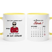 Charger l'image dans la galerie, Date d'anniversaire Mug Calendrier personnalisé, fête des pères Cadeaux pour Papa, Je suis retraité, Bonne retraite