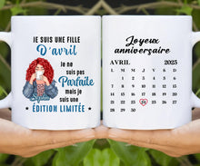 Charger l'image dans la galerie, Date d'anniversaire Calendrier Mug personnalisé, Anniversaire Cadeaux pour sœur, Meilleures Amies, Je suis une fille
