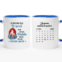 Charger l'image dans la galerie, Date d'anniversaire Calendrier Mug personnalisé, Anniversaire Cadeaux pour sœur, Meilleures Amies, Je suis une fille