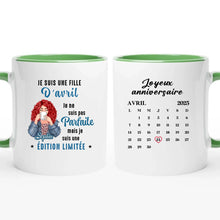Charger l'image dans la galerie, Date d'anniversaire Calendrier Mug personnalisé, Anniversaire Cadeaux pour sœur, Meilleures Amies, Je suis une fille