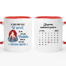 Charger l'image dans la galerie, Date d'anniversaire Calendrier Mug personnalisé, Anniversaire Cadeaux pour sœur, Meilleures Amies, Je suis une fille