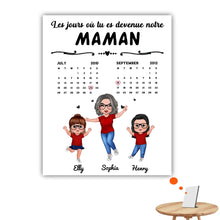 Charger l'image dans la galerie, Date d'anniversaire Calendrier Poster personnalisée, fête des mères cadeau pour maman, Le jour où tu es devenue ma maman