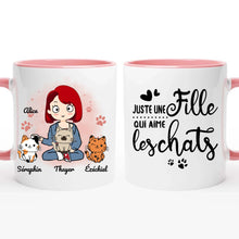Charger l'image dans la galerie, Jusqu'à 9 chats, Porte-clés acrylique coeur chat personnalisé, tasse maman chat, juste une fille qui aime les chats