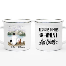 Charger l'image dans la galerie, Jusqu'à 6 chats, Porte-clés acrylique coeur personnalisé chat et maître, tasse papa chat, la vie est meilleure avec les chats