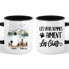 Charger l'image dans la galerie, Jusqu'à 6 chats, Porte-clés acrylique coeur personnalisé chat et maître, tasse papa chat, la vie est meilleure avec les chats