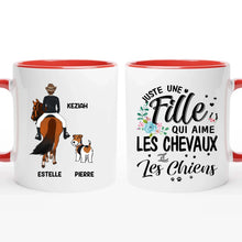 Charger l'image dans la galerie, Porte-clés acrylique coeur cheval et chien personnalisable, Juste une femme qui aime les chevaux et les chiens