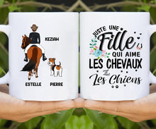 Charger l'image dans la galerie, Porte-clés acrylique cheval et chien personnalisable, Juste une femme qui aime les chevaux et les chiens