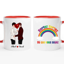 Charger l'image dans la galerie, Jusqu'à 3 types de couples, Tasse personnalisé LGBT, Porte-clés acrylique coeur personnalisé couple, Tasse LGBT arc-en-ciel
