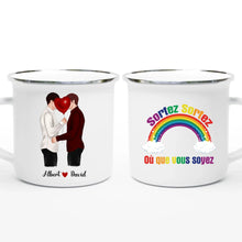 Charger l'image dans la galerie, Jusqu'à 3 types de couples, Tasse personnalisé LGBT, Porte-clés acrylique coeur personnalisé couple, Tasse LGBT arc-en-ciel
