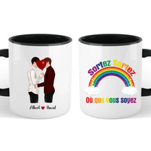 Charger l'image dans la galerie, Jusqu'à 3 types de couples, Tasse personnalisé LGBT, Porte-clés acrylique coeur personnalisé couple, Tasse LGBT arc-en-ciel