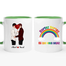 Charger l'image dans la galerie, Jusqu'à 3 types de couples, Tasse personnalisé LGBT, Porte-clés acrylique coeur personnalisé couple, Tasse LGBT arc-en-ciel