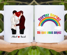 Charger l'image dans la galerie, Jusqu'à 3 types de couples, Tasse personnalisé LGBT, Porte-clés acrylique coeur personnalisé couple, Tasse LGBT arc-en-ciel