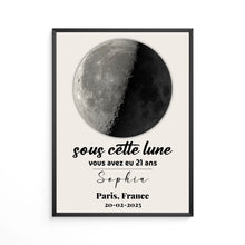 Charger l'image dans la galerie, Phase de lune et message Poster personnalisée, Cadeau d'anniversaire, de mariage, Sous cette lune