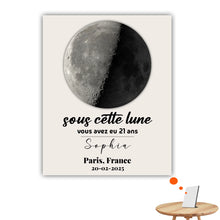 Charger l'image dans la galerie, Phase de lune et message Poster personnalisée, Cadeau d'anniversaire, de mariage, Sous cette lune