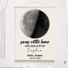 Charger l'image dans la galerie, Phase de lune et message toile personnalisée, Cadeau d'anniversaire, de mariage, Sous cette lune