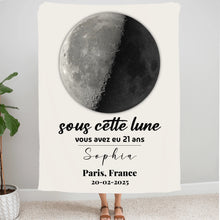 Charger l'image dans la galerie, Phase de lune et message toile personnalisée, Cadeau d'anniversaire, de mariage, Sous cette lune