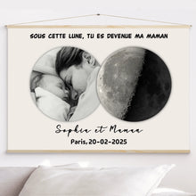 Charger l'image dans la galerie, Phase de lune Toile personnalisée Photo, Cadeaux pour nouvelle maman, papa, Sous cette lune, tu es devenue ma mère