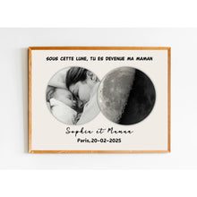 Charger l'image dans la galerie, Phase de lune Passe partout personnalisée Photo, Cadeaux pour nouvelle maman, papa, Sous cette lune, tu es devenue ma mère