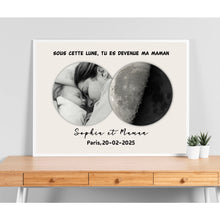 Charger l'image dans la galerie, Phase de lune Passe partout personnalisée Photo, Cadeaux pour nouvelle maman, papa, Sous cette lune, tu es devenue ma mère