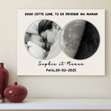 Charger l'image dans la galerie, Phase de lune Passe partout personnalisée Photo, Cadeaux pour nouvelle maman, papa, Sous cette lune, tu es devenue ma mère