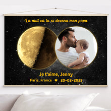 Charger l'image dans la galerie, Phase de lune toile personnalisée Photo, Cadeaux pour nouvelle maman, papa, La nuit où tu es devenu mon père