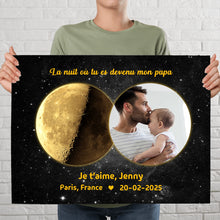 Charger l'image dans la galerie, Phase de lune toile personnalisée Photo, Cadeaux pour nouvelle maman, papa, La nuit où tu es devenu mon père