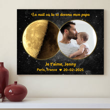 Charger l'image dans la galerie, Phase de lune Poster personnalisée Photo, Cadeaux pour nouvelle maman, papa, La nuit où tu es devenu mon père