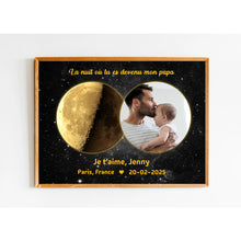 Charger l'image dans la galerie, Phase de lune Passe partout personnalisée Photo, Cadeaux pour nouvelle maman, papa, La nuit où tu es devenu mon père