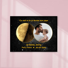 Charger l'image dans la galerie, Phase de lune Passe partout personnalisée Photo, Cadeaux pour nouvelle maman, papa, La nuit où tu es devenu mon père