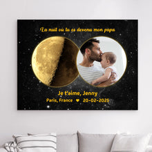 Charger l'image dans la galerie, Phase de lune Passe partout personnalisée Photo, Cadeaux pour nouvelle maman, papa, La nuit où tu es devenu mon père