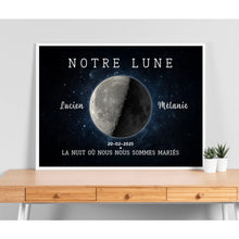 Charger l'image dans la galerie, Phase de Lune Passe partout personnalisé, Saint-Valentin Cadeaux pour couple, Épouse et mari, notre lune