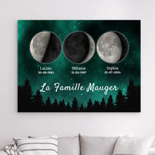 Charger l'image dans la galerie, Phase de Lune Toile personnalisé, Saint-Valentin Cadeaux pour couple, Épouse et mari, Famille Nom