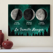 Charger l'image dans la galerie, Phase de Lune Toile personnalisé, Saint-Valentin Cadeaux pour couple, Épouse et mari, Famille Nom