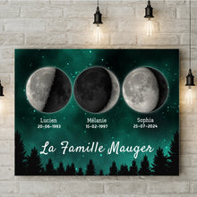 Charger l'image dans la galerie, Phase de Lune Toile personnalisé, Saint-Valentin Cadeaux pour couple, Épouse et mari, Famille Nom