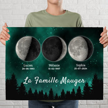 Charger l'image dans la galerie, Phase de Lune Toile personnalisé, Saint-Valentin Cadeaux pour couple, Épouse et mari, Famille Nom