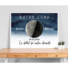 Charger l'image dans la galerie, Phase de Lune Passe partout personnalisé, Saint-Valentin Cadeaux pour couple, Épouse et mari, Le début de notre éternité